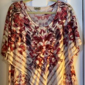 One World Women’s 2X shirt Cream and Red